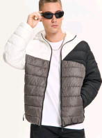 Дута стьобана куртка з капюшоном cropp 947hx-99x трикольорова р.м