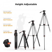 Штатив K&F Concept Відео VA3+BV50 штатив, max 8kg, h 191cm (KF09.147V1) 6